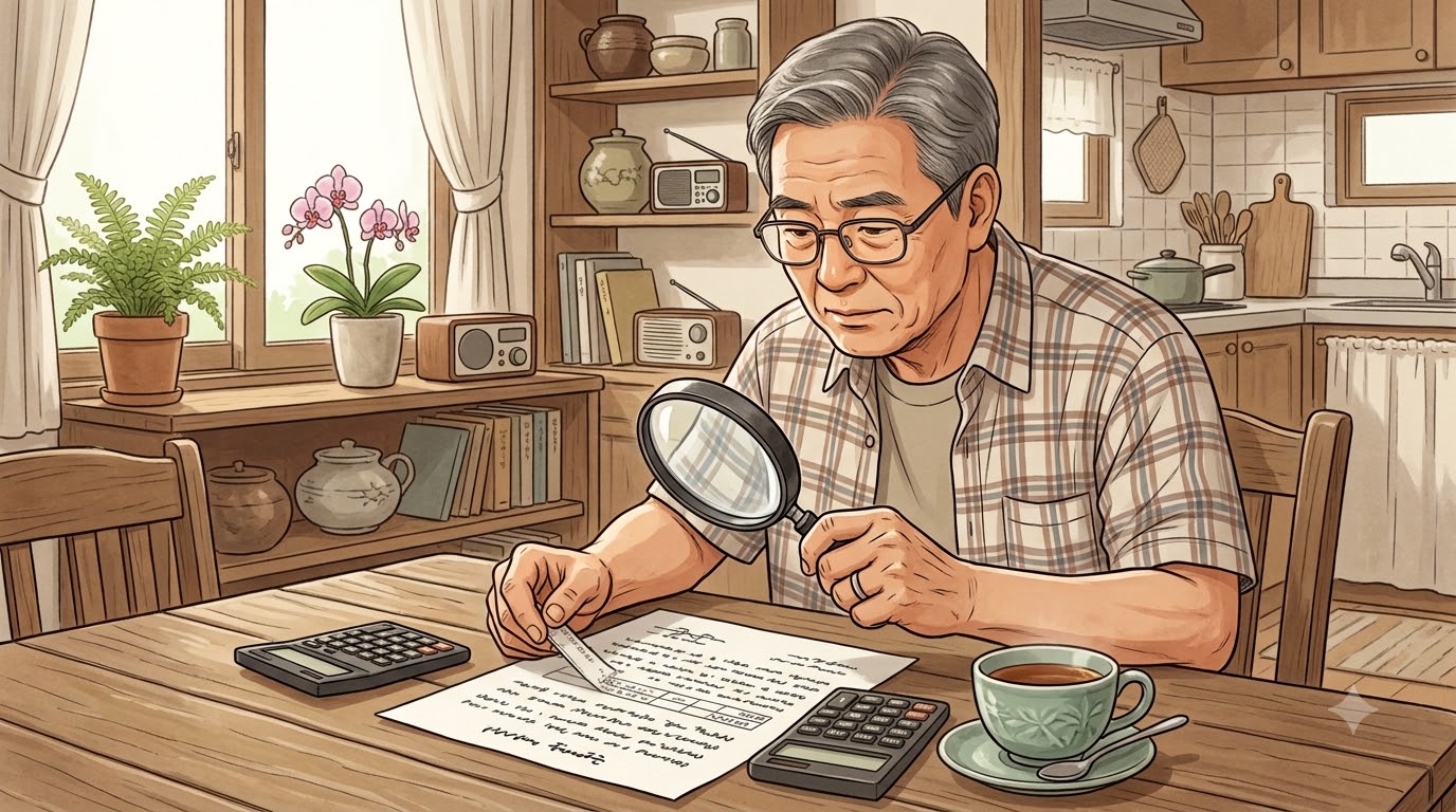 급여명세서의 공제 항목을 확인하는 모습