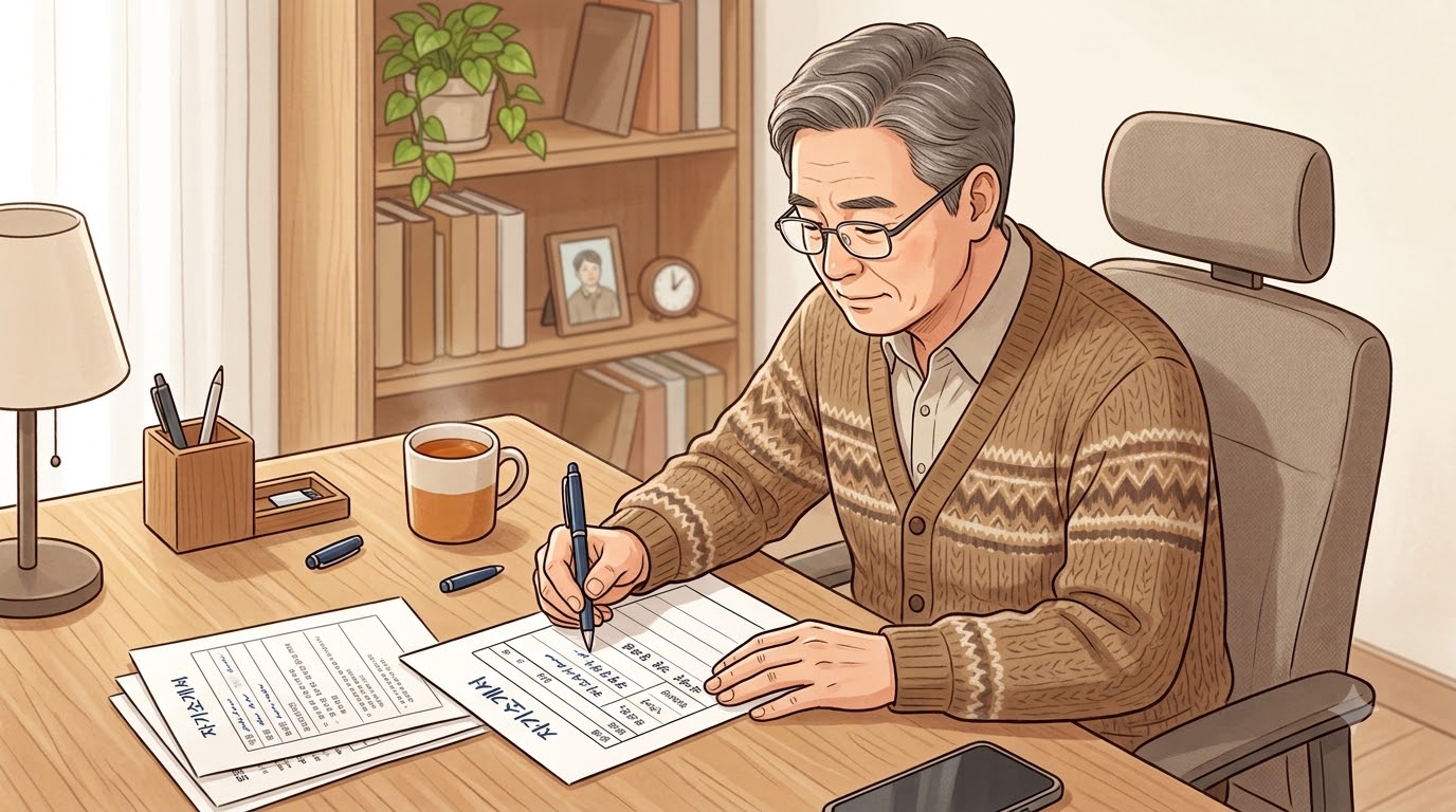 책상에서 자기소개서를 작성하는 모습