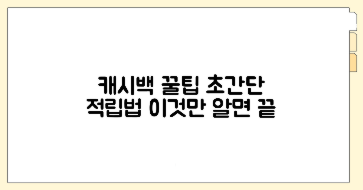 캐시백 적립, 이것만 알면 끝