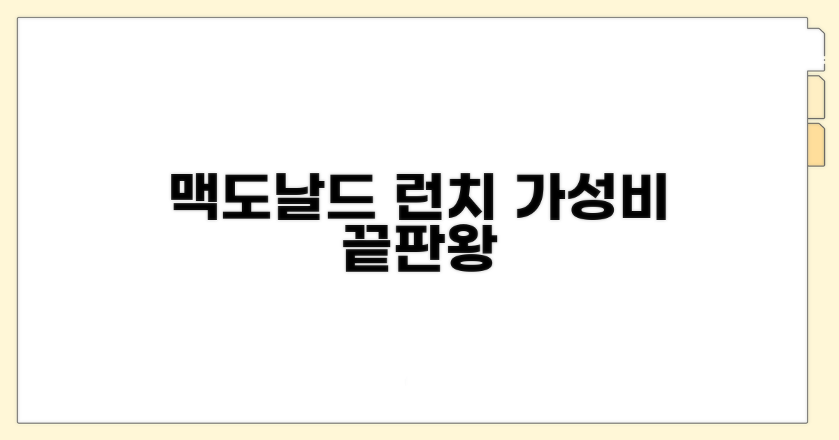 맥도날드 런치메뉴 가격 비교