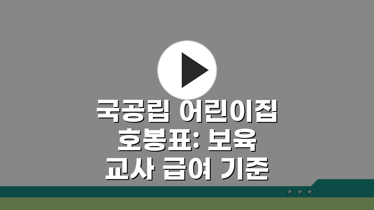 국공립 어린이집 호봉표: 보육교사 급여 기준 A to Z 총정리